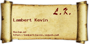 Lambert Kevin névjegykártya